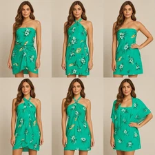 Vintage Hilo Hatties Hawaii Sarong Womens Green Pareo Wrap Beach Swim Cover Up