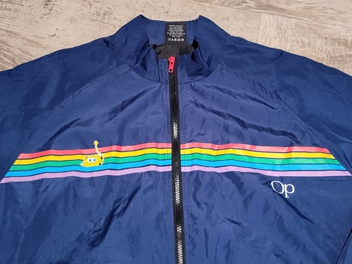 Ocean Pacific Nickelodeon Spongebob Blue Rainbow Full Zip Windbreaker SZ 2XL XXL - Picture 4 of 14