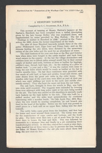 VINTAGE 1960 A HEREFORD TANNERY PAMPHLET - TRANSACTIONS OF THE WOOLHOPE CLUB