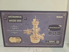ROKR Airplane Control Tower MOVING Wooden Music Box Puzzle New Open Box