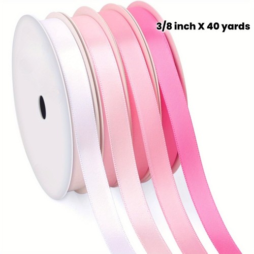 Elegant Satin Ribbon Durable 4 Rolls Multicolor Satin Ribbon 3/8 Inch x 40 Yards - Picture 3 of 7