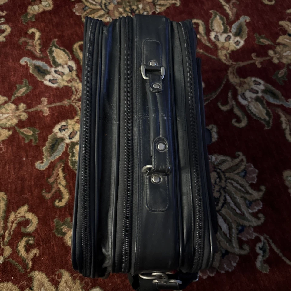 Bolso de viaje vintage de cuero para computadora portátil USL, tiradores de cremallera USL Foto 3 de 4