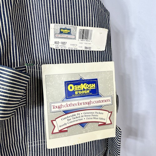 Tuta OshKosh B'Gosh 38x33 Union Made Vestbak USA Y2K Railroad Stripe NUOVA - Foto 15 di 19