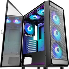 MUSETEX Y4 ATX PC Case, Pre-Installed 6Pcs 120mm ARGB, Tempered Glass Side Door