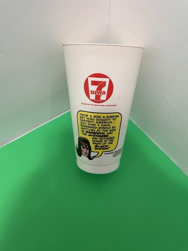 MARVEL COMICS 7-11 THE AVENGERS BLACK WIDOW SLURPEE PLASTIC CUP 1975 VINTAGE. - Picture 2 of 3
