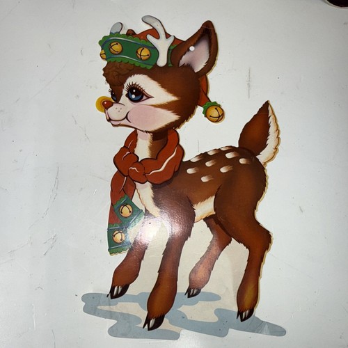 Three vintage Christmas die cut decorations Santa Mrs. Claus Rudolph - Picture 3 of 8