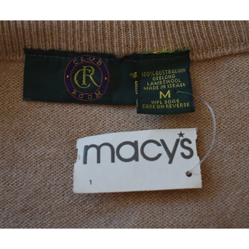 Vintage 80s Khaki V-neck Australian Wool Sweater Macy's Club Room Size Medium - Picture 5 of 5