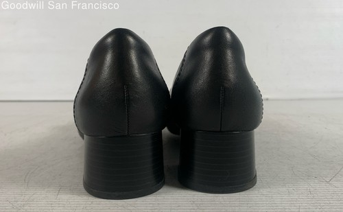 Clarks Marilyn Nora Black Leather Square Toe Block Pump Womens Heels Size 9M - Picture 3 of 6