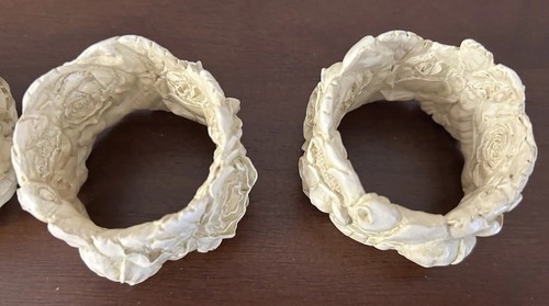 Set of 4 Beige Carved Roses Floral Napkin Rings READ MORE - Picture 2 of 12