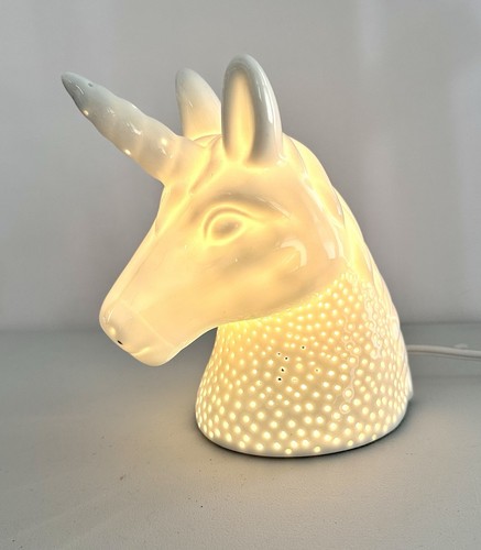 Unicorn Ceramic Night Light Table Lamp Figurine White Power Cord Switch - Picture 4 of 7