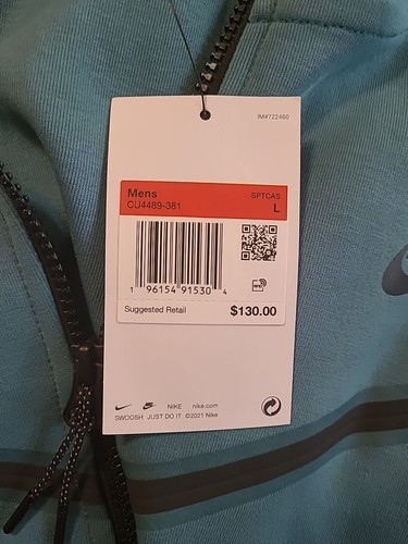 Nike Sportswear Tech Men's Size Large Mineral Teal Full Zip Hoodie CU4489-381 - Picture 2 of 6