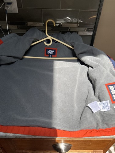 Land's End Unisex Youth Hooded Squall Jacket Fleece Lined Orange/ Blue Sz 8 - Picture 7 of 9