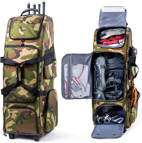 Verbesserte rollende Baseballtasche mit stabilem Hartrücken - große Softballtasche mit - Bild 1 von 6