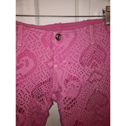 Vintage PXC Pink Crochet Flared Jeans - Rare Euro Size 42 (Fits US M?) - Picture 4 of 10