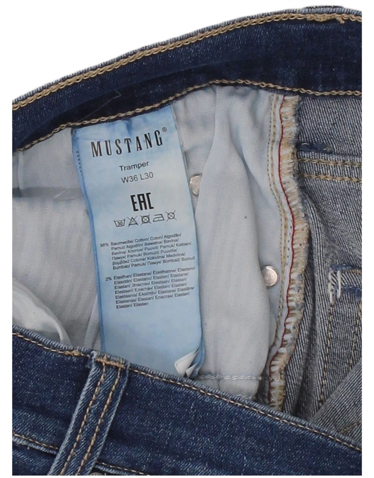 Pantalones de mezclilla ajustados Mustang para hombre W36 L30 azul algodón CN04 Foto 4 de 4