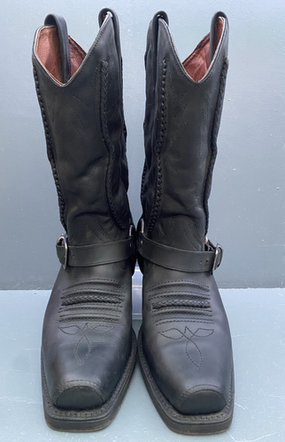 Loblan 641 HR Black Leather Cowboy Boots Square Toe Men's Western Boot - UK9.5 - Foto 7 di 23