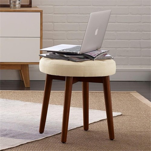 Elle Decor Penelope Round Tufted Stool in Antique Ivory - Bild 5 von 6