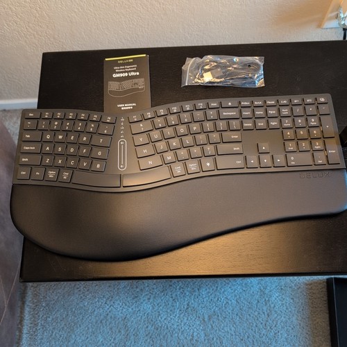 Deluxe GM909 Ultra Ultra-Thin Ergonomic Wireless Keyboard Black New Open Box - Bild 3 von 7