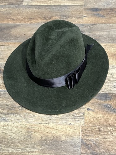Fedoria Moss Green Wool Fedora Hat - Picture 2 of 8