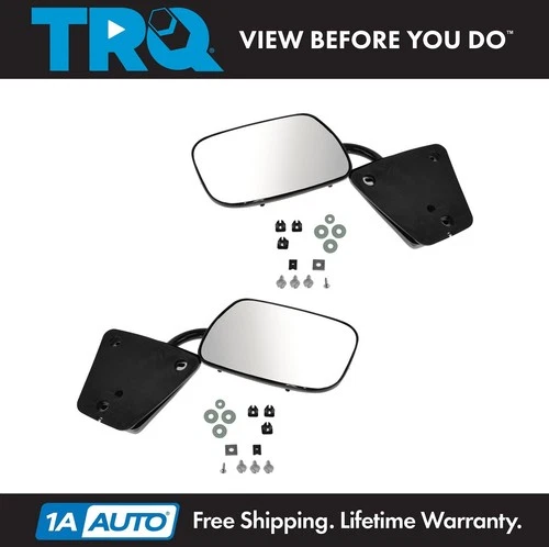 TRQ Mirror Manual Black 3 Bolt Mount LH Driver RH Passenger Pair for Chevy GMC