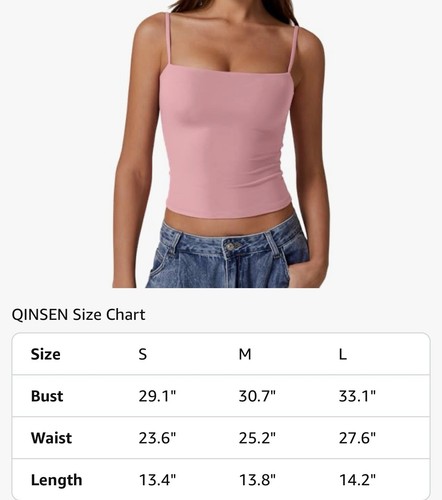 New Size Small Women's Double Lined Basic Tank Top, Adjustable Spaghetti Straps - Picture 6 of 10
