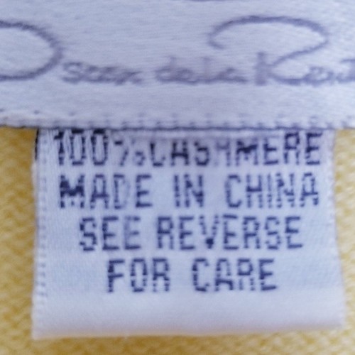 OSCAR de la Renta 100% Cashmere Sunshine Yellow w/ White Dots Sweater - Size 1X - Picture 6 of 6