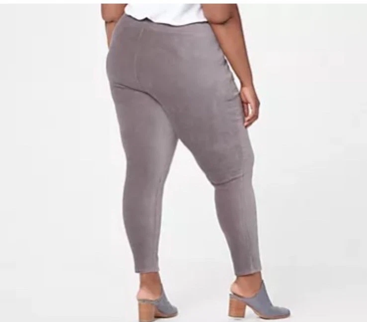 Denim & Co Regular Smooth Waist Knit Cord Leggings Size L Gray NEW - Image 2 of 4