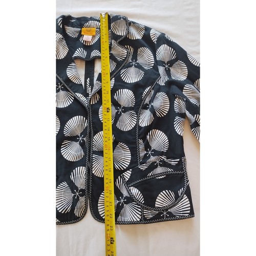 Ruby Rd Womens Black & White Jacket Print Shells Abstract Fans Crop Blazer Sz 12 - Picture 10 of 14