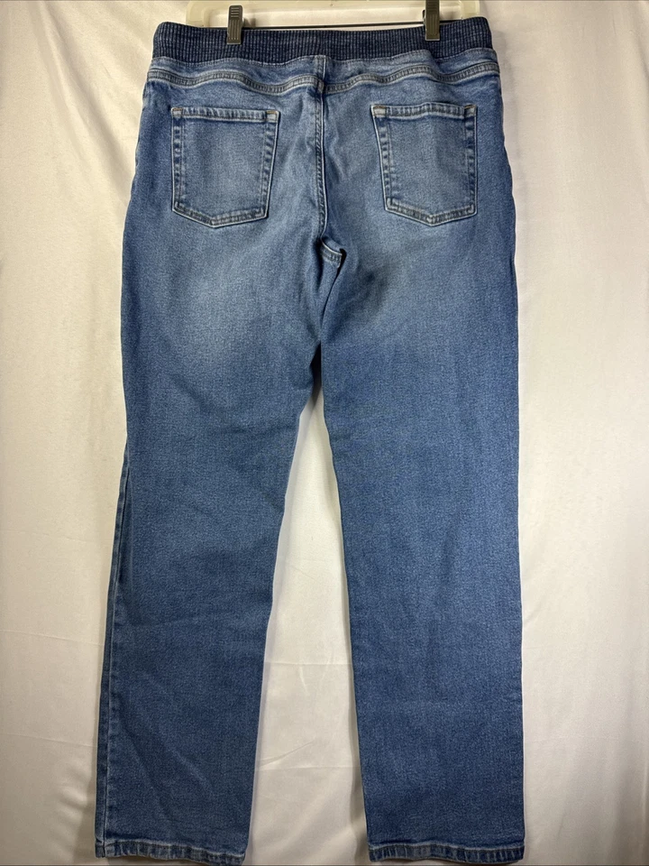 Pantalones de mezclilla Lands End Jegging para mujer XL azules elásticos ajustados cintura con cordón Foto 2 de 4