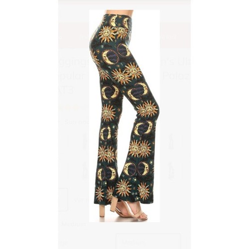 Boho Flare Hippie Moon Stars Pants Ultra Soft Palazzo Leggings Depot ❣️ Size M