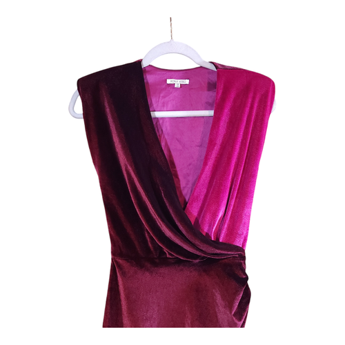 Ronny Kobo Carol Velvet Colorblock Faux Wrap Mini Cocktail Dress Women's XS - Picture 5 of 8