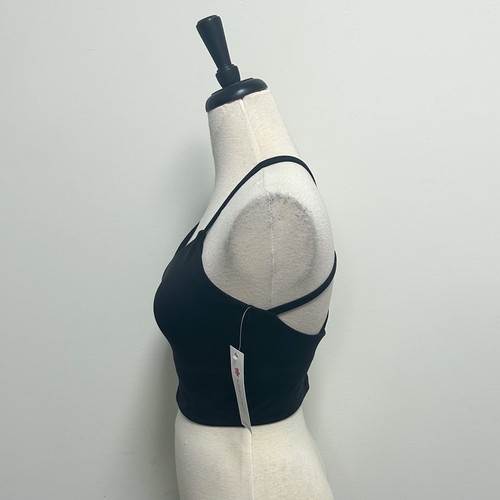 Kira Grace Black Warrior Y Back Crop Top Sports Bra Scoop Neck Shelf Bra Medium - Picture 3 of 11