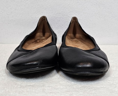Vionic Caroll Black Leather Slip On Ballet Flats Sz 11 Comfort Classic Preppy - Picture 3 of 8