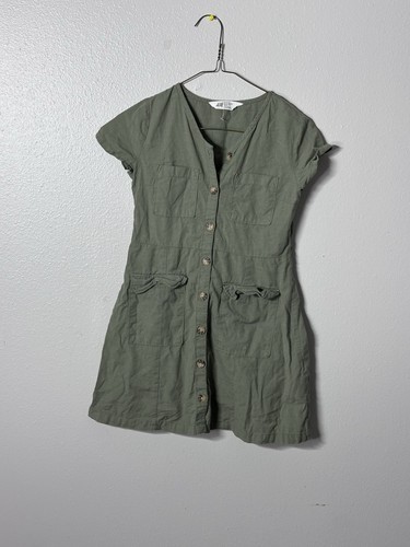 H&M Girls Button up Green Dress size 8 - Picture 1 of 8
