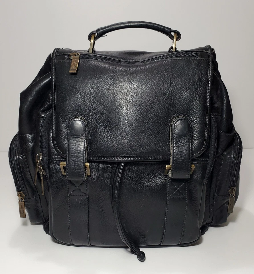 Claire Chase Sierra Uptown Mochila de Cuero Negro Mochila Bolso para Laptop Foto 2 de 4