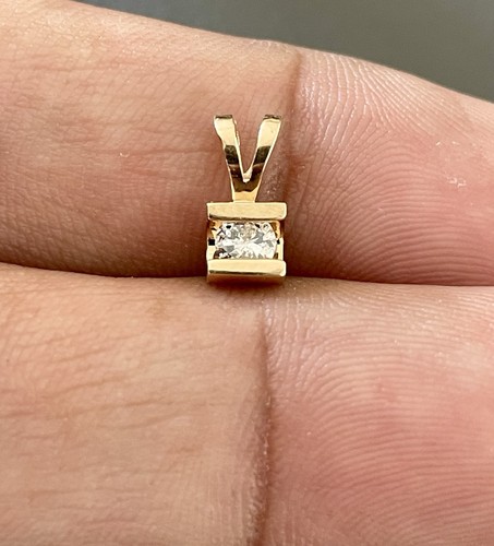 14KT GELBGOLD 0,20CT RUNDER DIAMANT SOLITÄR ANHÄNGER (L19) - Bild 2 von 6