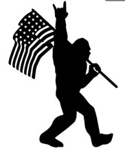 Big foot sasquatch with USA flag funny Vinyl Decal Sticker