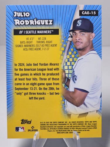 2025 Topps Chrome Julio Rodriguez #CAE-15 All-Etch Seattle Mariners - Picture 2 of 2
