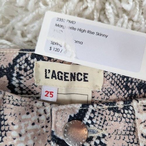 L'AGENCE Marguerite High Rise Skinny Jeans Pink Black White Size 25 - Picture 6 of 12