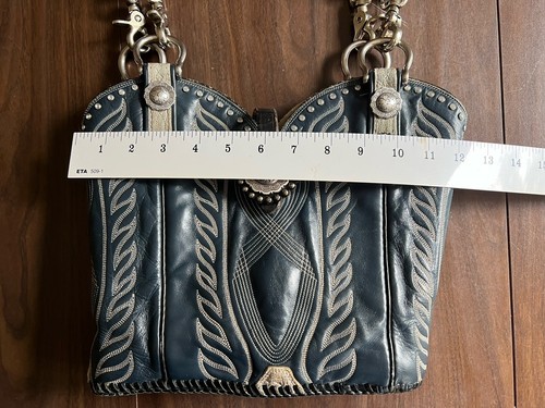 Handcrafted Diamond 57 Blue Cowboy Boot Purse with Swarovski Crystals Rodeo - Picture 15 of 15