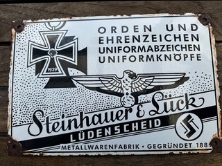 Emailleschild Emailschild Steinhauer & Lück Orden Wehrmacht EK2 WK2 WW2 WK1