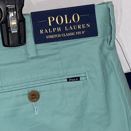 Nuevo con etiquetas Pantalones Cortos Polo Ralph Lauren Calce Clásico 9" Entrepierna Algodón Talla 38 - Verde Offshore - Imagen 12 de 12