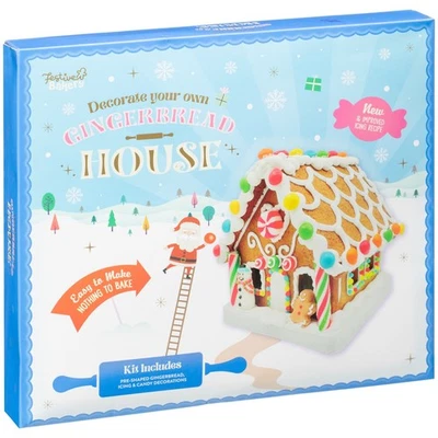 FESTIVE BAKERY Decorate Your Own Gingerbread House Kit Ideal Xmas Gift For Kids 530g
