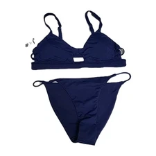 Tinibikini XL 2 Piece Bikini Navy Blue Removable Padding Adjustable Straps  NWOT