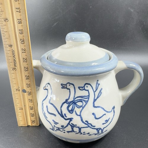 LOUISVILLE Stoneware Sugar Bowl Creamer Set Gaggle of Geese Pottery Set 2 USA - 第 3/15 張圖片