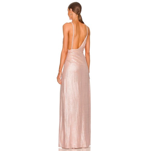 Vestido Retrofete Yesi Plisado Sobrepelliz Trenzado Correas para el Hombro Rosa Talla M - Imagen 4 de 15