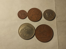 3   LOT OF 5   IRELAND COINS  1 /2 - 1 0 PENCE  1965 - 1986