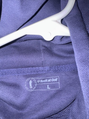 U Suck At Golf Hoodie Men's Large Navy Blue /Royal Blue Pocket Cotton - Picture 5 of 7