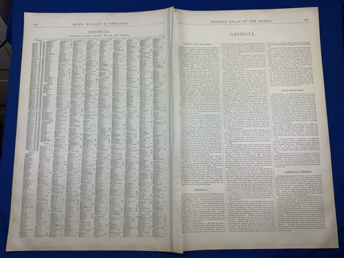 1898 Map GEORGIA Rand McNally 28" x 21.5" Colored Counties, Savannah, Swamp - Picture 19 of 20