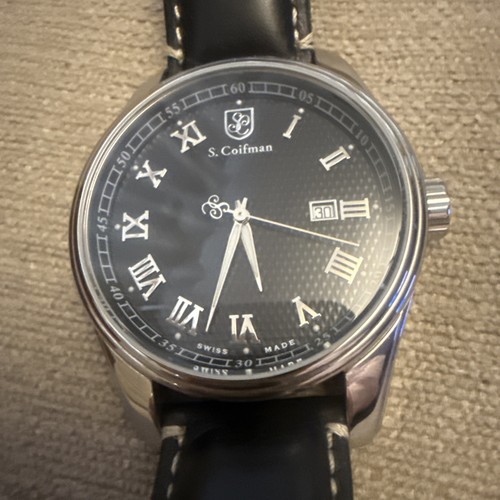 S.Coifman Herrenuhr SC0145 UVP 495€ 45MM Edelstahl 50 Meter Tiefe Leder - Bild 4 von 10